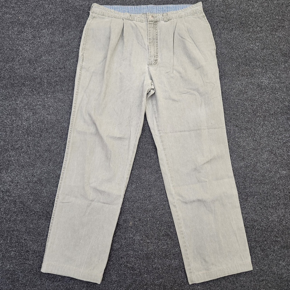 Vintage OshKosh B'Gosh Mens 34 Pleated Trousers Beige Relaxed Dad Pants Normcore